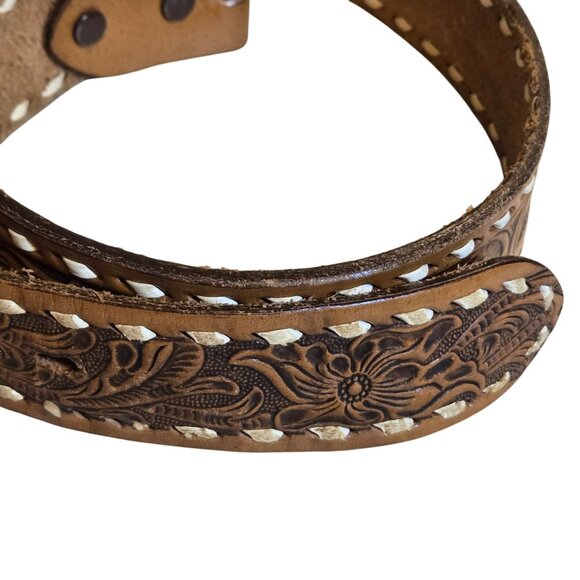 National Finals Rodeo Belt Brown Leather Justin Brand Size 32 NFR Vintage Wester - Picture 6 of 16